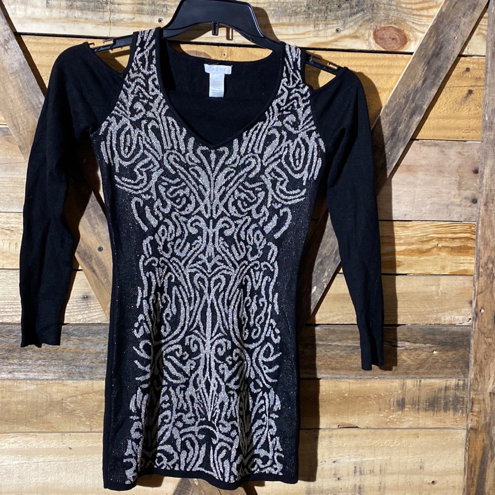 Cache Open Shoulder Sweater Tunic, Size Xs Nwot - image 1